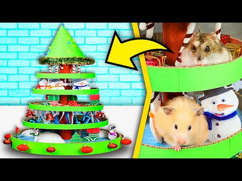 Hamsters in 5-Level New Year Tree Maze 🎄 | Christmas Tree Maze DIY