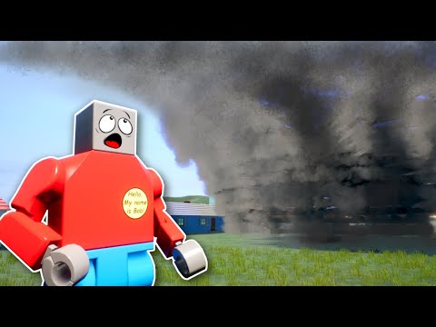 Giant Tornado Attacks Lego City! - Brick Rigs Multiplayer Gameplay