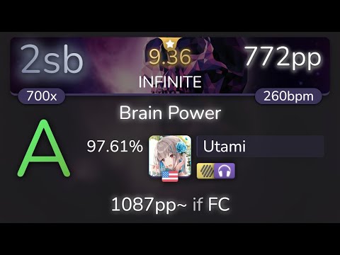 [9.22⭐] Utami | NOMA - Brain Power [INFINITE] +HDNC 97.61% {683pp 2xSB} - osu!