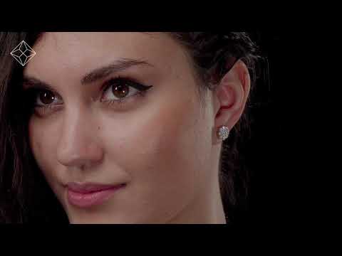 Large Lab Diamond Cluster Earrings 1.00ct H/Si in 9K Gold - NDH5228