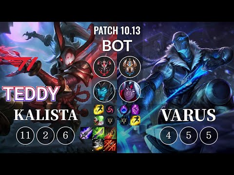 T1 Teddy Kalista vs Varus Bot - KR Patch 10.13