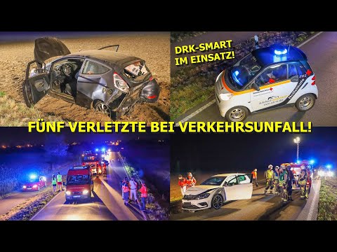 ++ SCHWERER UNFALL MIT 5 VERLETZTEN ++ FEUERWEHR & DRK-SMART & RETTUNGSDIENST im EINSATZ | BLAULICHT