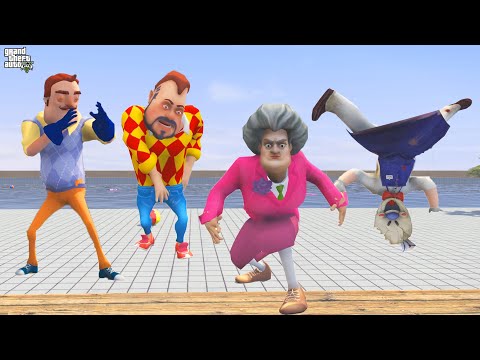 WHAT IS THIS A FIGHT? 😱 GTA 5 Scary Teacher - Dark Riddle - Hello Neighbor Challenge