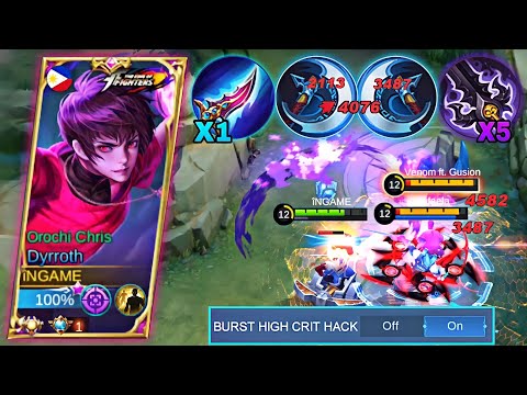 NEW DYRROTH ONE SHOT HIGH CRITICAL BUILD 101% BROKEN  ENEMY ( MAGNIFICENT DAMAGE! ) MLBB