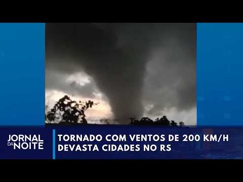 Tornado com ventos de 200 km/h devasta cidades no RS | Jornal da Noite