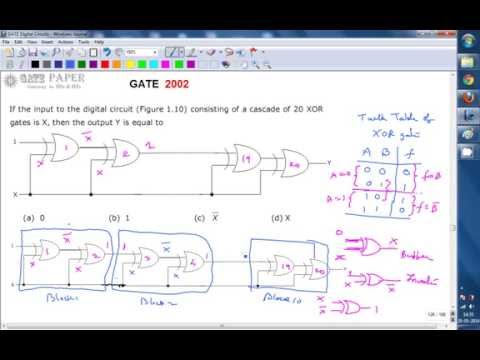 GATE 2002 ECE Output of cascading of 20 EXOR gates is
