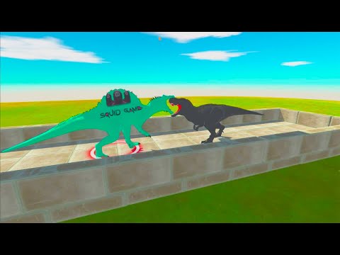 DARK T-REX vs SPINOSAURUS SQUID GAME DEATH RUN  Animal Revolt Battle Simulator