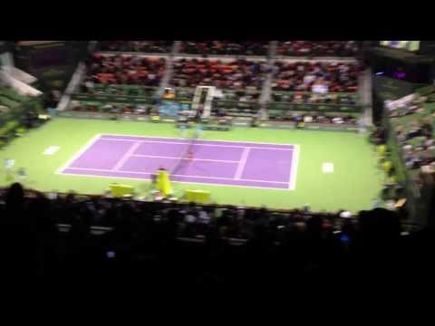 Rafa Nadal wins semis match against Peter Gojowczyk at the Qatar Open 2014.
