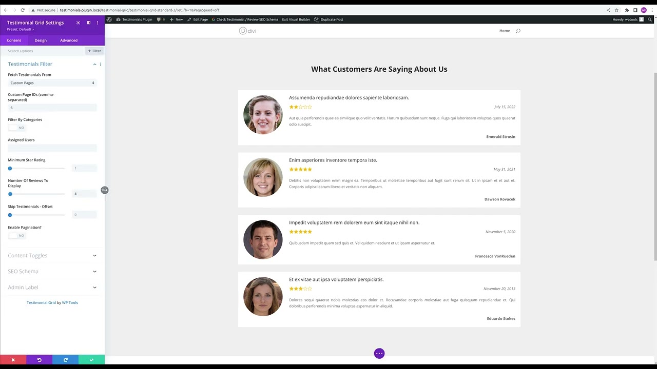 Divi Testimonial Grid Module - An Overview