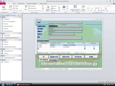 Sincronizzazione maschere con Access Il progetto Rubrica Telefonica avanzata 2013