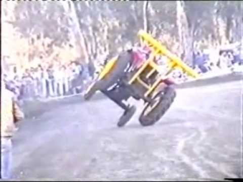 Ian Soanes driving a tractor on its two side wheels - Incredible-