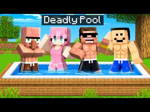 Surviving in Deadly Pool for 24 Hours in Minecraft..