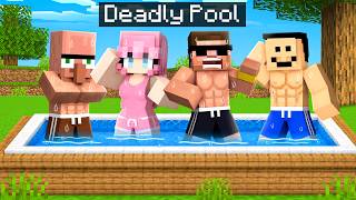 Surviving in Deadly Pool for 24 Hours in Minecraft..
