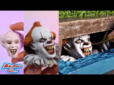 I made Pennywise from IT  Diorama in clay Sculpture || Sculpting Pennywise in clay || Draw me a...
