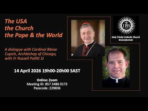 Cardinal Blaise Cupich talks to Fr Russell Pollitt SJ