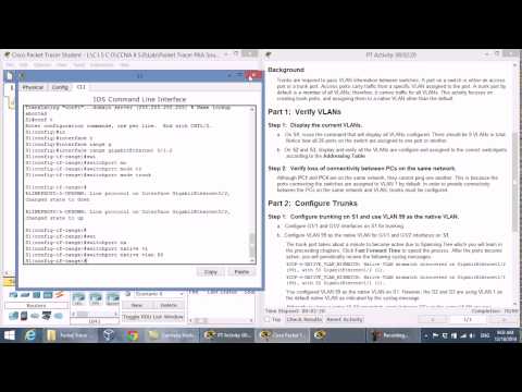 CCNA2 3.2.2.4 Packet Tracer Configuring Trunks