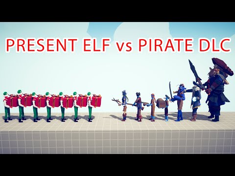 PRESENT ELF Team vs PIRATE DLC Team - Totally Accurate Battle Simulator TABS