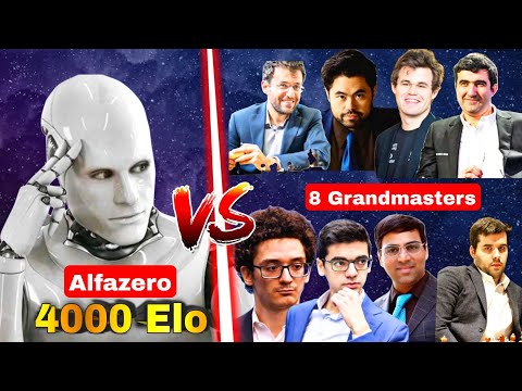 8 Grandmasters Together Play against Alfazero (4000 elo) | chess strategy | Alphazero vs GM | Levy