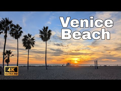 Venice Beach Sunset Walk [4K]