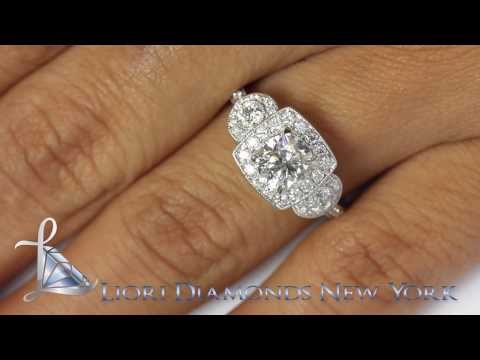 ER-1026 - 1.60 Carat H-SI3 Vintage Style Natural Round Diamond Engagement Ring 14k Gold