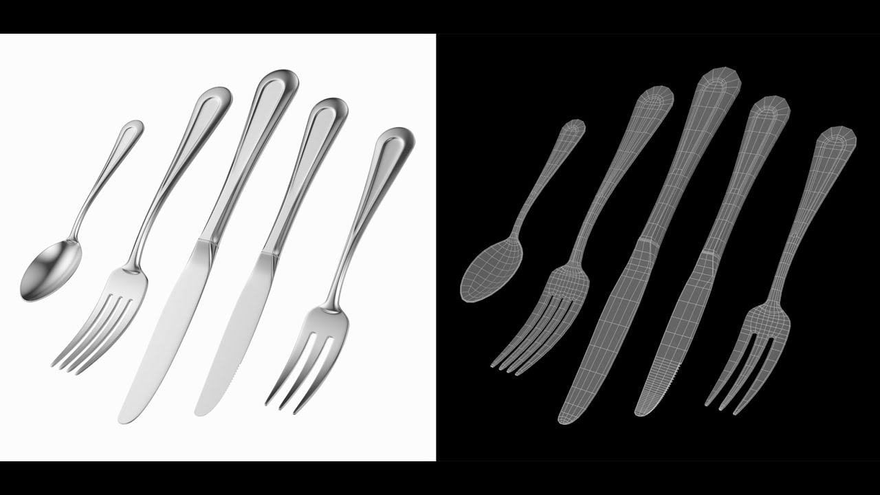 Classic Cutlery Set 5 Pieces COLLECTION 3D Model
