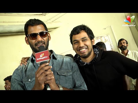 Vishal and Hiphop Adhi teasing each other at Aambala FDFS | Interview