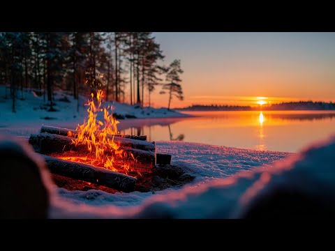 You’re Sitting by a Campfire 🔥 A Calm Lake and Deep Nature Silence Around You