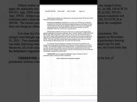 Judge Dorow’s Written Decision on Subject Matter