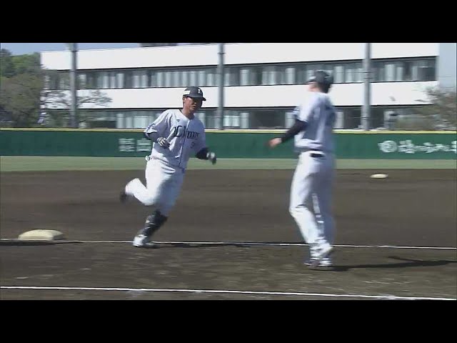 【ファーム】ライオンズ・陽川尚将 確信の一発!! 今季ファーム第1号はレフトへのソロホームラン!!  2023年4月10日 埼玉西武ライオンズ 対 東北楽天ゴールデンイーグルス