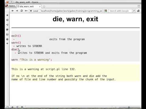 Beginner Perl Maven tutorial: 3.1 - die warn exit