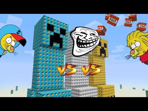 KRAL ŞAKİR VS TROLL VS REMZİ CREEPER ŞANS BLOKLARI - Minecraft