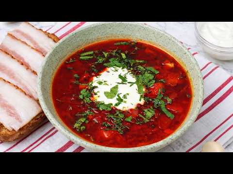 Traditional Ukrainian borscht recipe! Amazing tasty soup with meat and vegetables