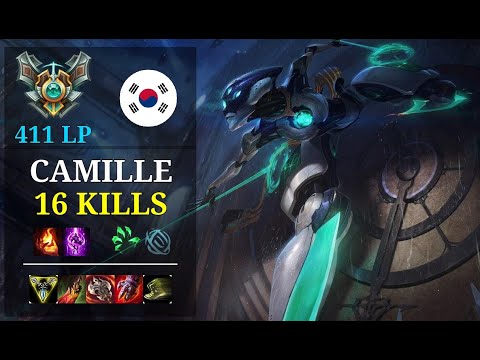 Camille Top vs Jax - 16 kills - T1 Roach KR Grandmaster (411 LP) Patch 10.21