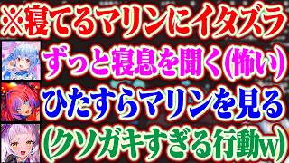 気持ち良く寝てるマリンにイタズラをしかけるぺこらとヴィヴィとあくあとシオンww【ホロライブ/兎田ぺこら/宝鐘マリン/綺々羅々ヴィヴィ/湊あくあ/紫咲シオン】