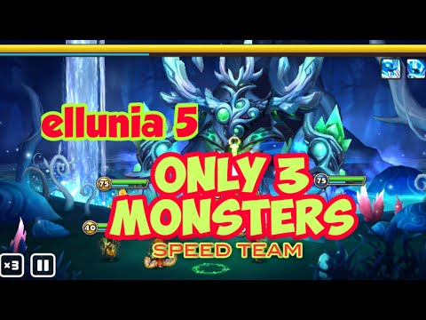 ELLUNIA 10x battle test!! 3 monsters only  SPEED TEAM!!