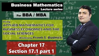 Ch 17: Optimization Applications part 1 - Business Mathematics Frank Budnick