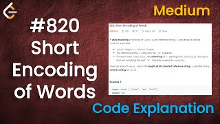 YouTube video 'Short Encoding of Words | Live Coding with Explanation | Leetcode - 820'