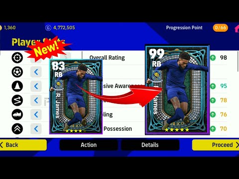 🔥New🔥 How to train R. James to max level in efootball 2023...100%...