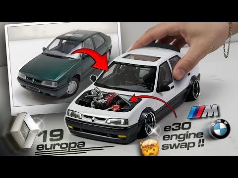 Diecast Renault 19 Europa with BMW E30 S14 Engine Swap! | Fully Euro Stance 🇫🇷🤝🇩🇪