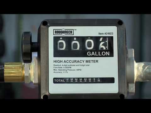 Roughneck 1in. Mechanical Fuel Meter with 3/4in. Adapters - 532 GPM Flow Rate