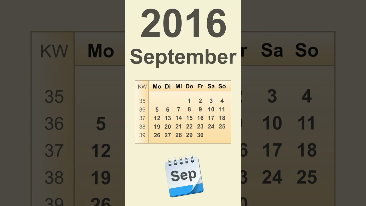 Kalender September 2016