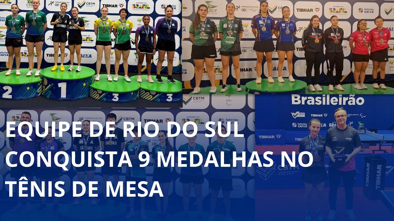 Equipe de Rio do Sul conquista 9 medalhas no tênis de mesa
