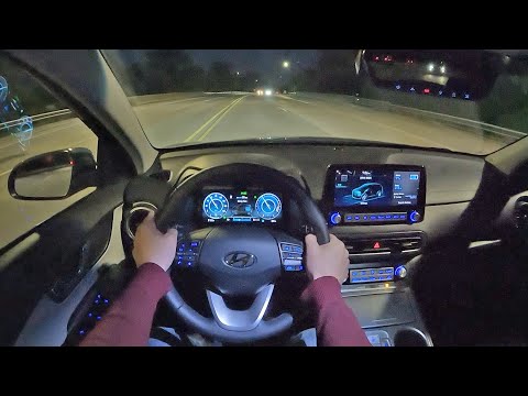 2022 Hyundai Kona Electric Limited - POV Night Drive (Binaural Audio)