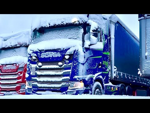 POV Driving Scania S560-The first working day of the new year, a magical winter in Scandinavia. 