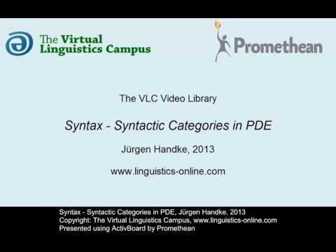 SYN101 - Syntactic Categories in PDE