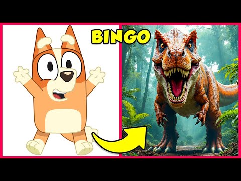 How Bluey Characters Look as Dinosaurs + Favorite SNACKS 🥰Bluey💙Bingo❤️Socks💙Chilli🐶Bandit🐕