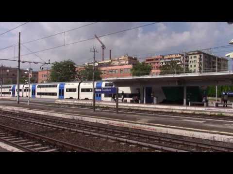 Trenitalia train at Roma Tuscolana station in Rome, Italy.