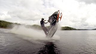 StuntFreaksTeam - Snowmobile wheelies on water