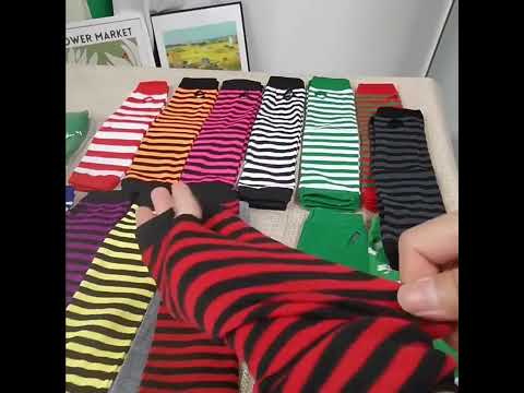 Митенки перчатки без пальцев длинные до локтя полосатые черно-белые полоски - фото 1 - id-p2706121925