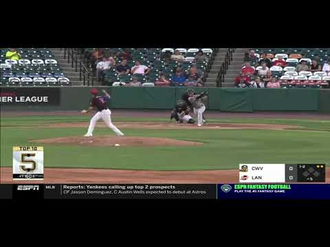 Lancaster Barnstormers' Ariel Sandoval makes ESPN SportsCenter Top 10 plays at number 5!